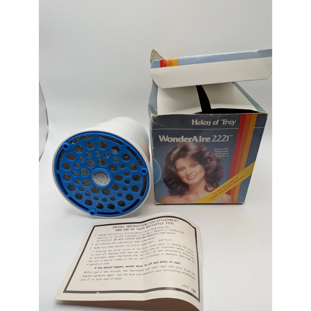 Vtg Helen of Troy WonderAire 2221 Hair Dryer Air Diffuser Attachment Blue volume